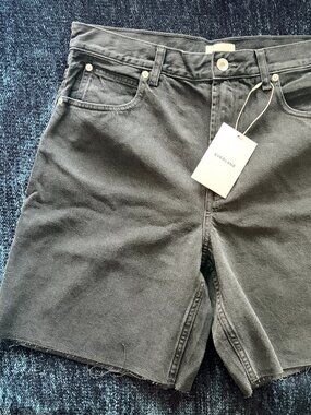 Everlane Baggy Denim Shorts Black Faded Cut-Off Raw Hem 30R NWT